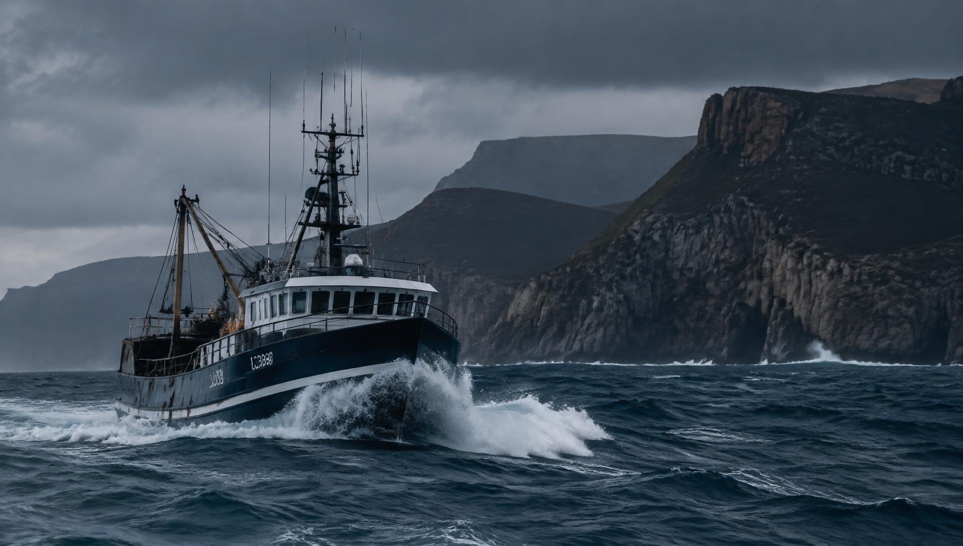 Fishing vessel off the Tasmanian coast